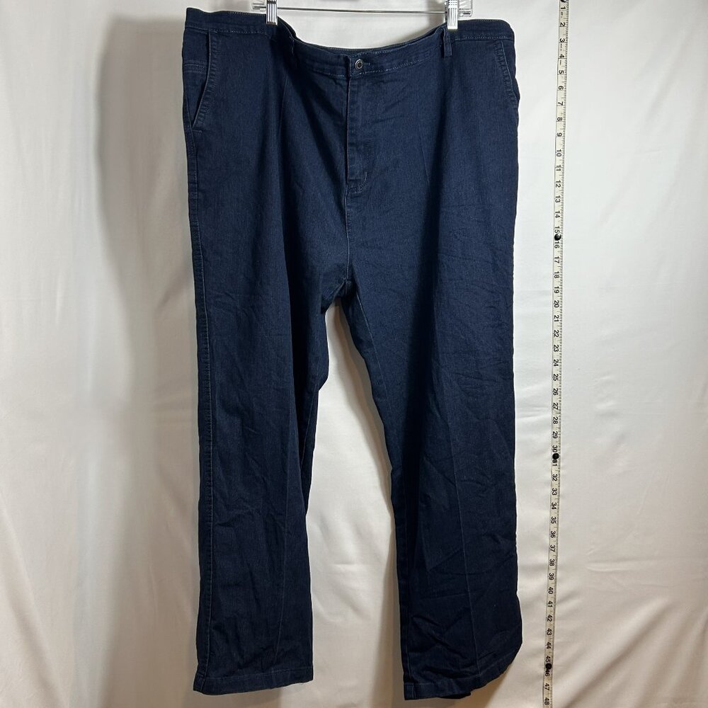 Men's dark denim relaxed fit flat-front pants/jeans sz 45 - washed/never worn